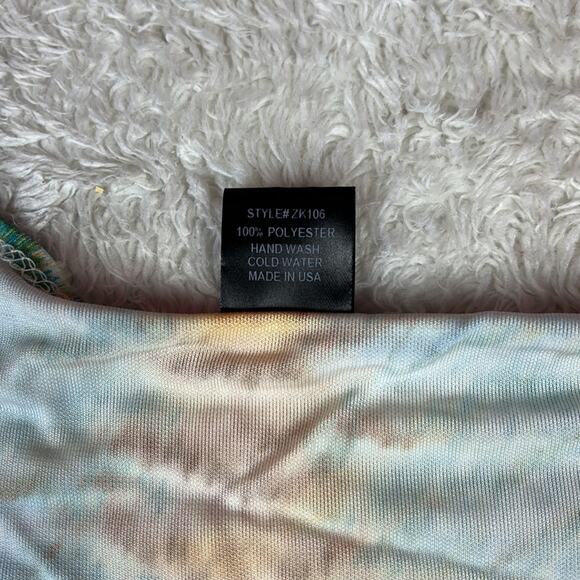 Ducci vibrand yellow, blue, and green patterned wrap dress, size small - Picture 7 of 7